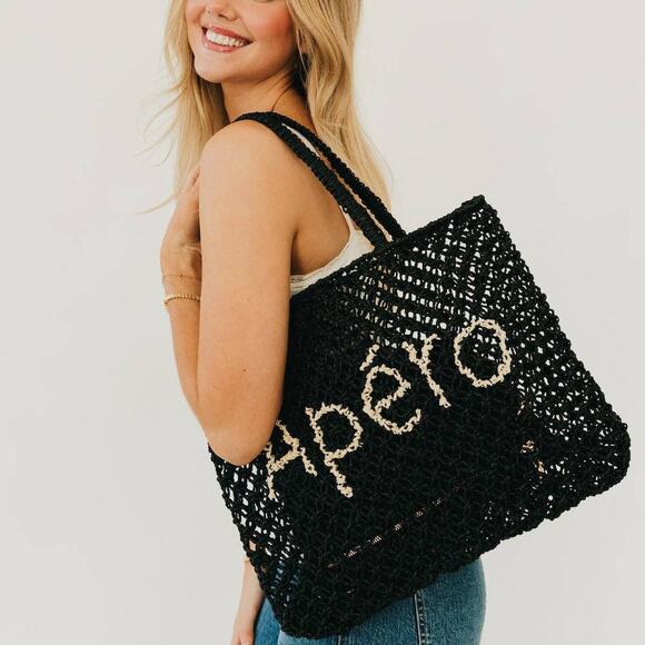 Pretty Simple Handbags - Sandbar Carryall Summer Tote – Black (Apéro)